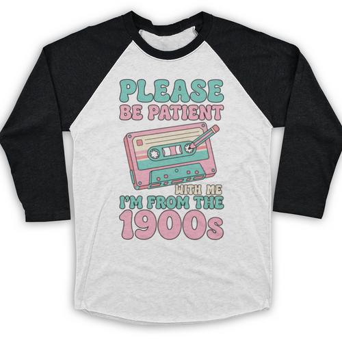 Please Be Patient With Me I'm From The 1900s Retro Cassette Baseball Raglan Shirt - Figerry
