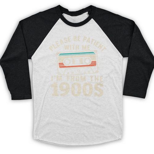Please Be Patient With Me I'm From The 1900s Retro Cassette Premium Baseball Raglan Shirt - Figerry
