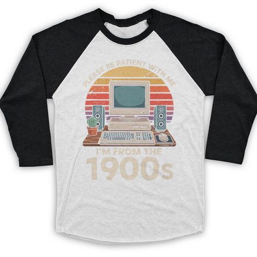 Please Be Patient I'm From The 1900s Retro Computer Geek PC Premium Baseball Raglan Shirt - Figerry