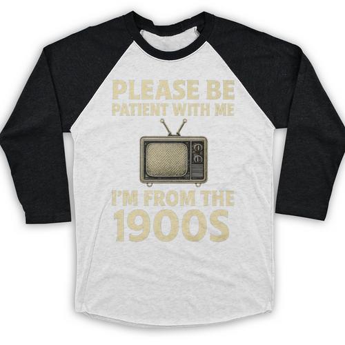 Please Be Patient With Me I'm From The 1900s Television Set Premium Baseball Raglan Shirt - Figerry