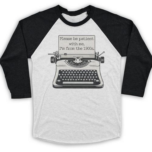 Please Be Patient With Me I'm From The 1900s Typewriter Premium Tri-Blend Baseball Raglan Shirt - Figerry