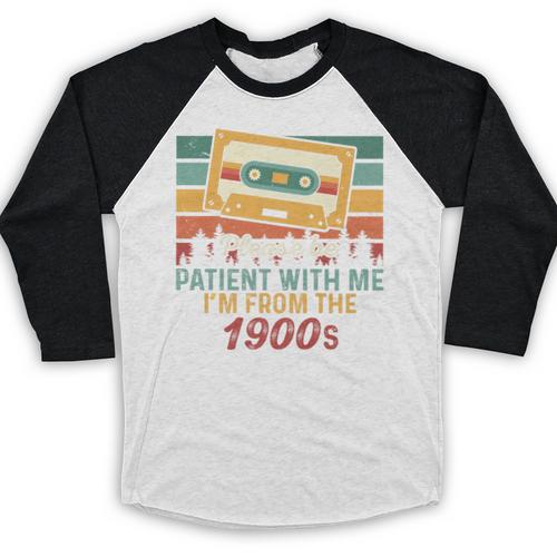 Please Be Patient-With Me I'm From The 1900s Retro Music Premium Baseball Raglan Shirt - Figerry