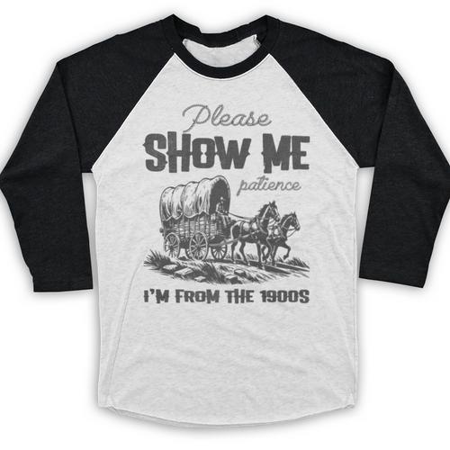 Please Show Me Patience I'm From The 1900s Vintage Horse Premium Baseball Raglan Shirt - Figerry