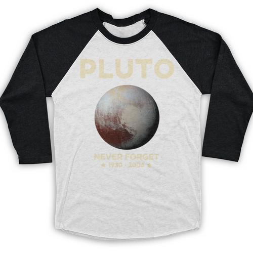 Pluto Never Forget 1930-2006 Planet Space Science Nostalgia Baseball Raglan Shirt - Figerry