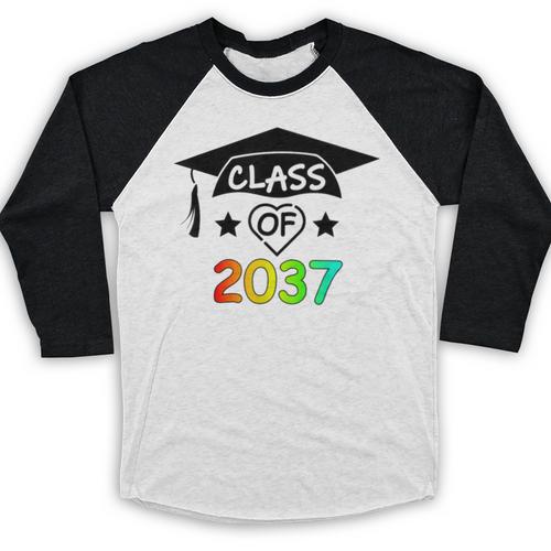 Pre-K -12th Grade Hand Prints Space Graduation Class Of 2037 Baseball Raglan Shirt - Best Gift Smart
