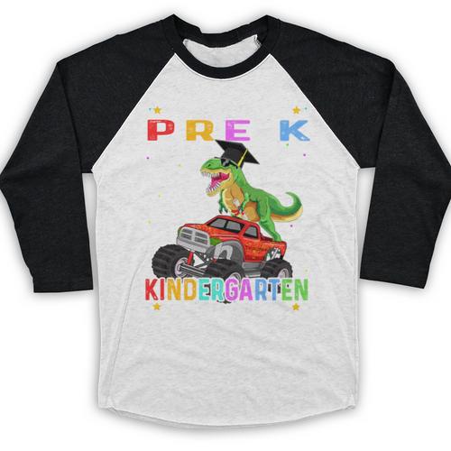 Pre k Graduation 2025 Pre-k Kindergarten Graduate Dinosaur Premium Tri-Blend Baseball Raglan Shirt - Best Gift Smart