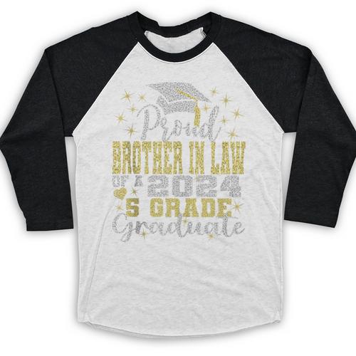 Proud Brother In Law Of 5th Grade Graduate 2024 Graduation Baseball Raglan Shirt - Best Gift Smart
