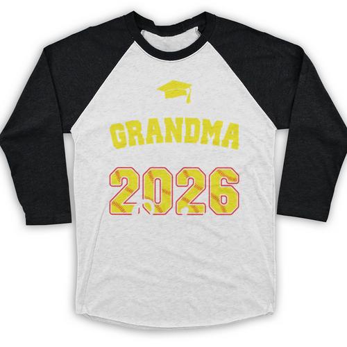 Proud Grandma Of A 2026 Senior Softball Graduation Matching Baseball Raglan Shirt - Best Gift Smart