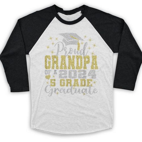 Proud Grandpa Of 5th Grade Graduate 2024 Family Graduation Baseball Raglan Shirt - Best Gift Smart