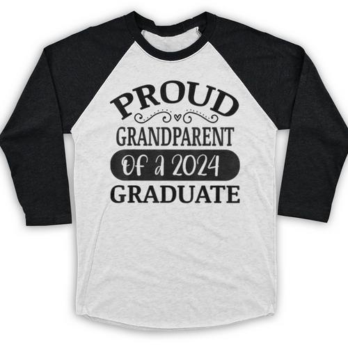 Proud Grandparent Of A Class Of 2024 Graduate Graduation Baseball Raglan Shirt - Best Gift Smart