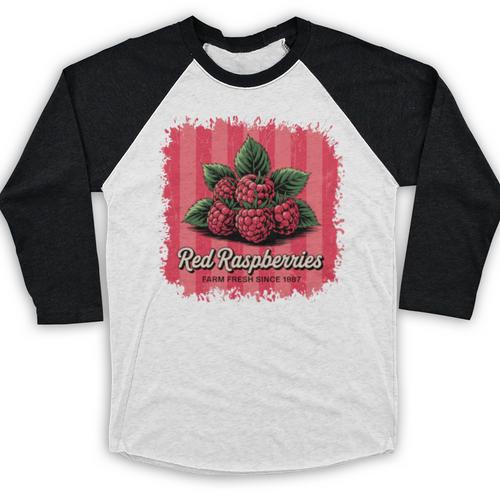 Red Raspberries Farm Fresh Since 1987 Nostalgia Baseball Raglan Shirt - Figerry