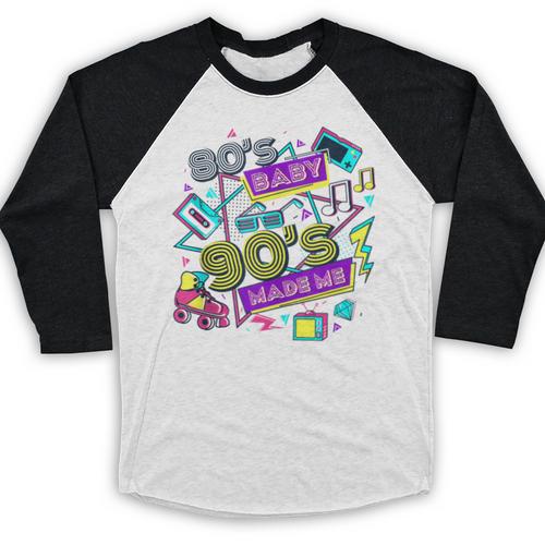 Retro 1980s 80's Baby 1990s 90's Made Me Vaporwave Nostalgia Baseball Raglan Shirt - Figerry