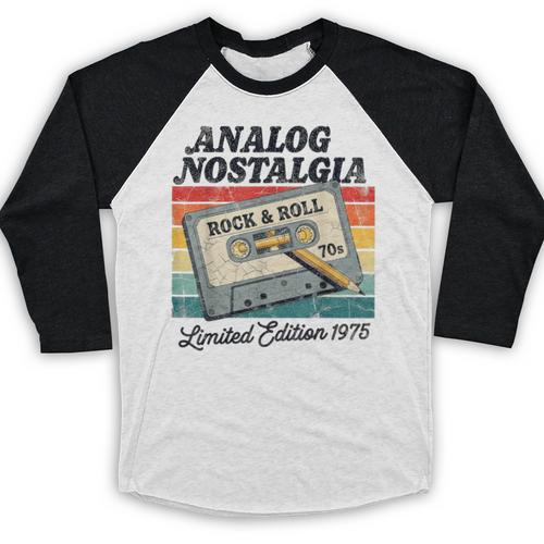 Retro Cassette Case 70s Vintage Music Analog Nostalgia Baseball Raglan Shirt - Figerry