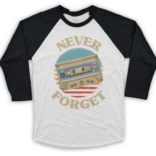 Retro Cassette Never Forget Nostalgia Vintage Baseball Raglan Shirt - Figerry