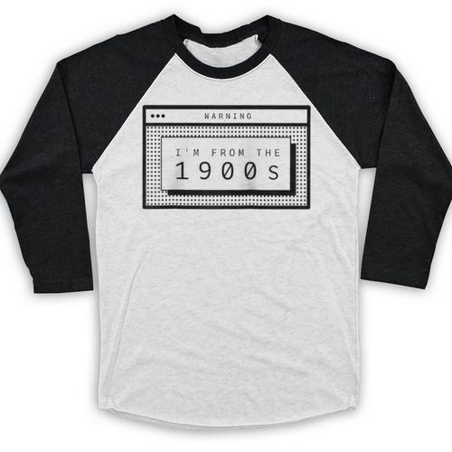 Retro Computer Screen I'm From The 1900s Birthday Raglan Baseball Tee Baseball Raglan Shirt - Figerry