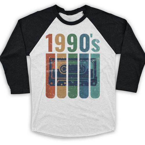 Retro Nineties Style Audio Tape Nostalgia Year 1990 Premium Tri-Blend Baseball Raglan Shirt - Figerry