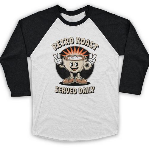 Retro Roast Coffee Retro Cartoon Vintage Nostalgia Fun Baseball Raglan Shirt - Figerry
