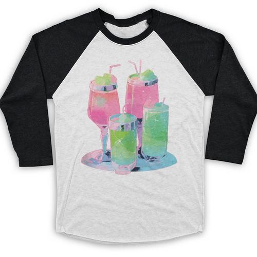 Retro Soft Drinks 80s 90s Nostalgia Cute Anime Aesthetic Tee Baseball Raglan Shirt - Figerry