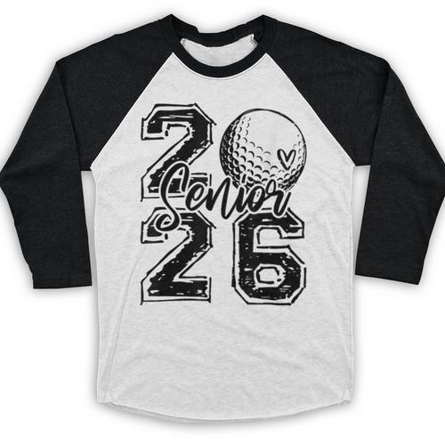 Senior 2026 Golf Player Heart Graduation Girls Teens Baseball Raglan Shirt - Best Gift Smart