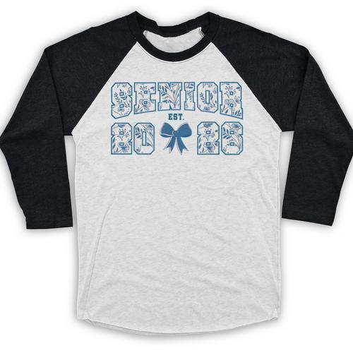 Senior 26 Graduation Class Of 2026 Bow Blue Toile Floral Baseball Raglan Shirt - Best Gift Smart
