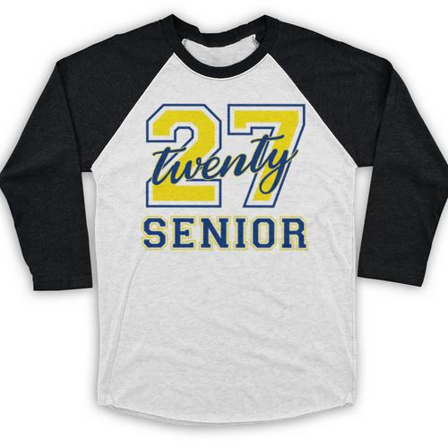 Senior Class Of 2027 Graduation Yellow And Blue On The Back Premium Tri-Blend Baseball Raglan Shirt - Best Gift Smart