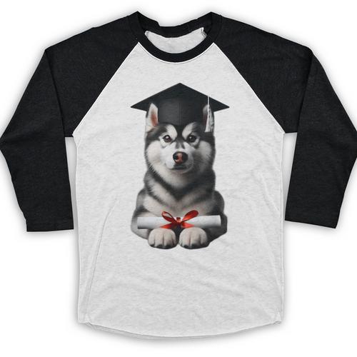 Siberian Husky Dog Graduation Cap Training School Graduate Men Women Kids Baseball Raglan Shirt - Best Gift Smart