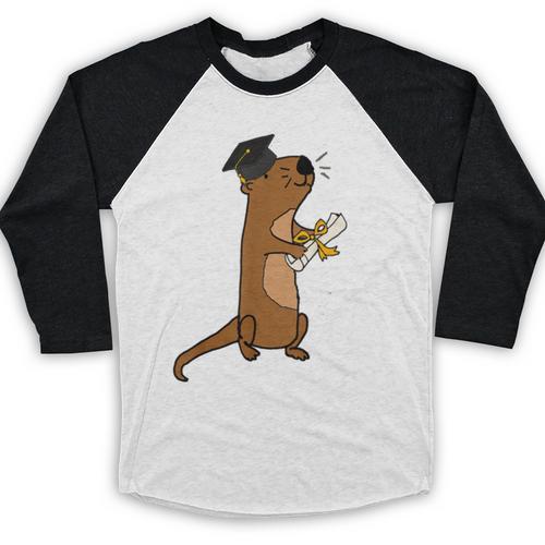 SmileteesGrad Cute Sea Otter Graduation T-Shirt Baseball Raglan Shirt - Best Gift Smart