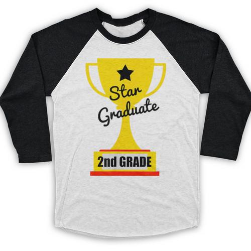 Star Graduate Second Grade Graduation Trophy Cup Baseball Raglan Shirt - Best Gift Smart