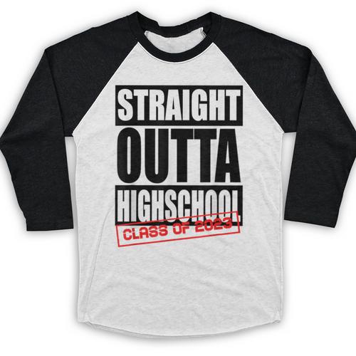 Straight Outta High School Class Of 2023 Graduation Baseball Raglan Shirt - Best Gift Smart
