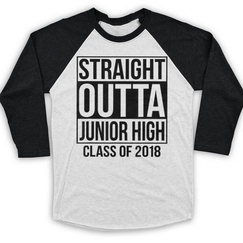 Straight Outta Junior High Graduation Class Of 2018 Baseball Raglan Shirt - Best Gift Smart
