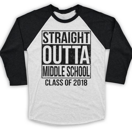 Straight Outta Middle School Graduation Baseball Raglan Shirt - Best Gift Smart