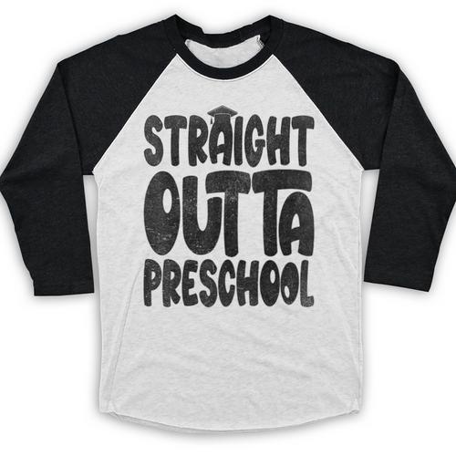 Straight Outta Preschool Graduation Cap Gown 2022 Cute Baseball Raglan Shirt - Best Gift Smart