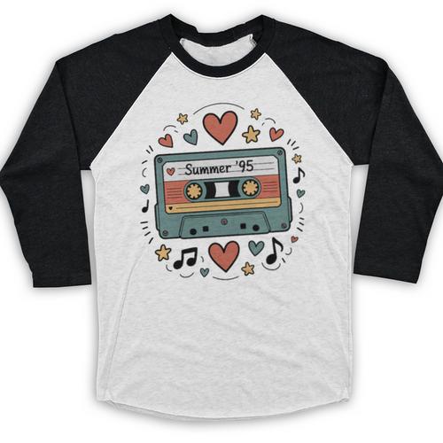 Summer ’95 Retro Cassette Tape Nostalgia Music Lover Premium Tri-Blend Baseball Raglan Shirt - Figerry