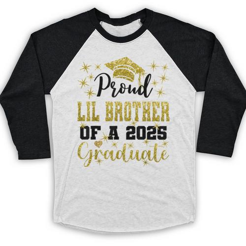 Super Proud Little Brother 2025 Graduate Graduation Family Baseball Raglan Shirt - Best Gift Smart