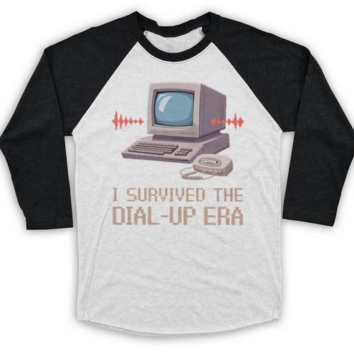 I Survived The Dial-Up Era Retro 90s Nostalgia Premium Tri-Blend Baseball Raglan Shirt - Figerry