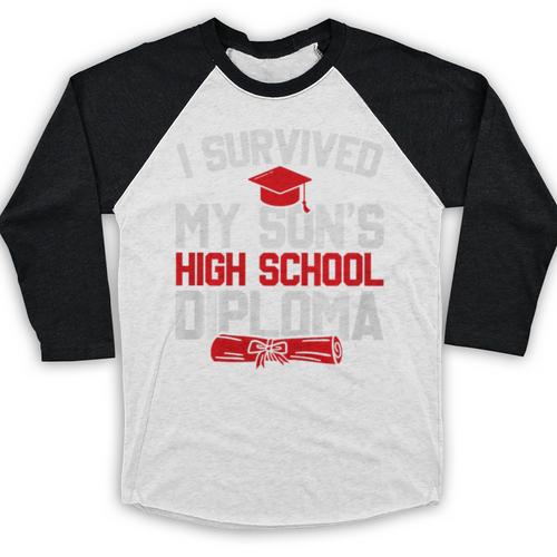 I Survived My Son's High School Diploma Graduation Premium Baseball Raglan Shirt - Best Gift Smart