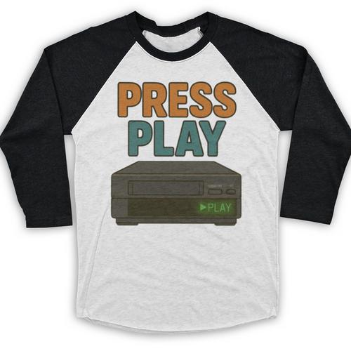 VHS Cassette Retro Analog Nostalgia Theme Baseball Raglan Shirt - Figerry