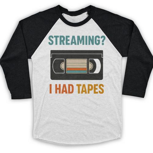 VHS Cassette Tape Retro 80s 90s Nostalgia Premium Baseball Raglan Shirt - Figerry