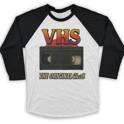 VHS Tape Nostalgia Old School Technology Humor Premium Baseball Raglan Shirt - Figerry
