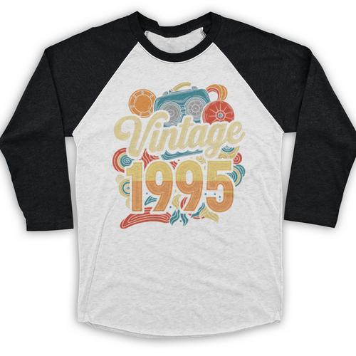 Vintage 1995 Retro Classic 90s Nostalgia Throwback Vibe Premium Tri-Blend Baseball Raglan Shirt - Figerry
