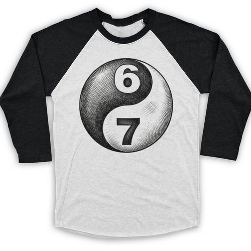 Vintage 6 7 Sketch Yin Yang Namaste Six Seven Nostalgia Baseball Raglan Shirt - Figerry
