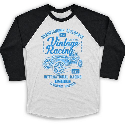 Vintage Racing Automotive Nostalgia Distressed Car Baseball Raglan Shirt - Figerry