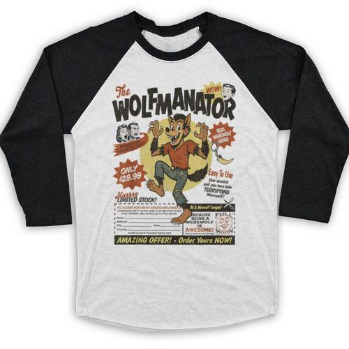 Werewolf Wolfmanator Nostalgia Vintage Halloween Baseball Raglan Shirt - Figerry