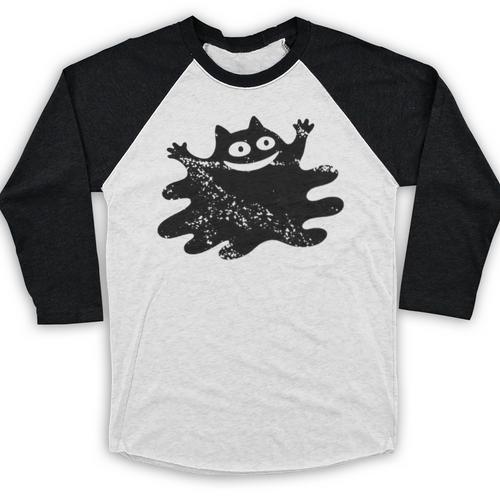 Yk2 Grunge Scary Cat With Tail Tomboy 90s Nostalgia Indie Baseball Raglan Shirt - Figerry