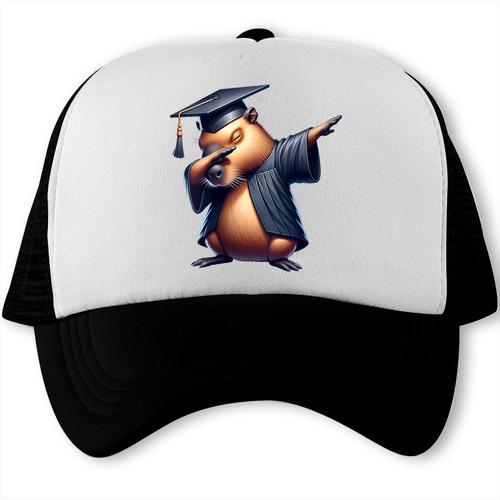 Capybara Graduation Dabbing Capy Wearing Graduate Gown Trucker Cap - Best Gift Smart