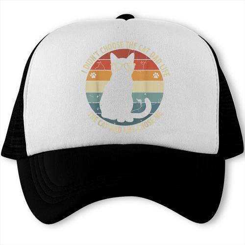 Cat Dad Life Chose Me Men Best Cat Dad Cat For Men Trucker Cap - Father's Day Fun