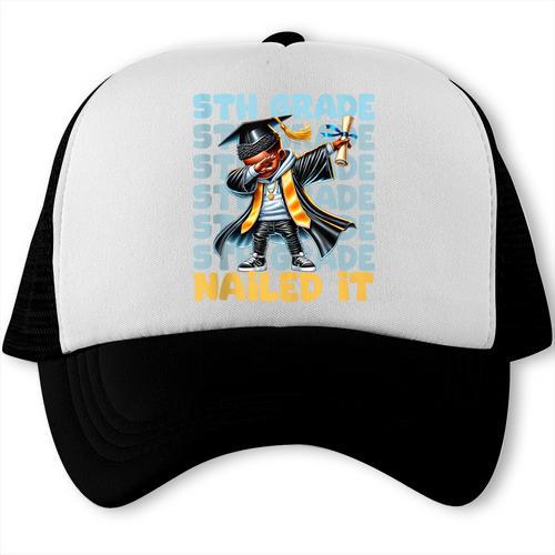 Dabbing Graduation Boy 5th Grade Nailed It Class Of 2025 Trucker Cap - Best Gift Smart