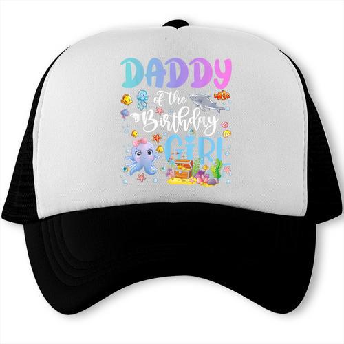 Daddy Of The Birthday Girl Sea Fish Ocean Aquarium Trucker Cap - Father's Day Fun