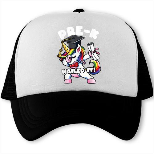 Girls Dabbing Unicorn Pre-K PreSchool Nailed It Graduation Trucker Cap - Best Gift Smart