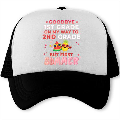 Goodbye 1st Grade Graduation To 2nd Grade Hello Summer Trucker Cap - Best Gift Smart